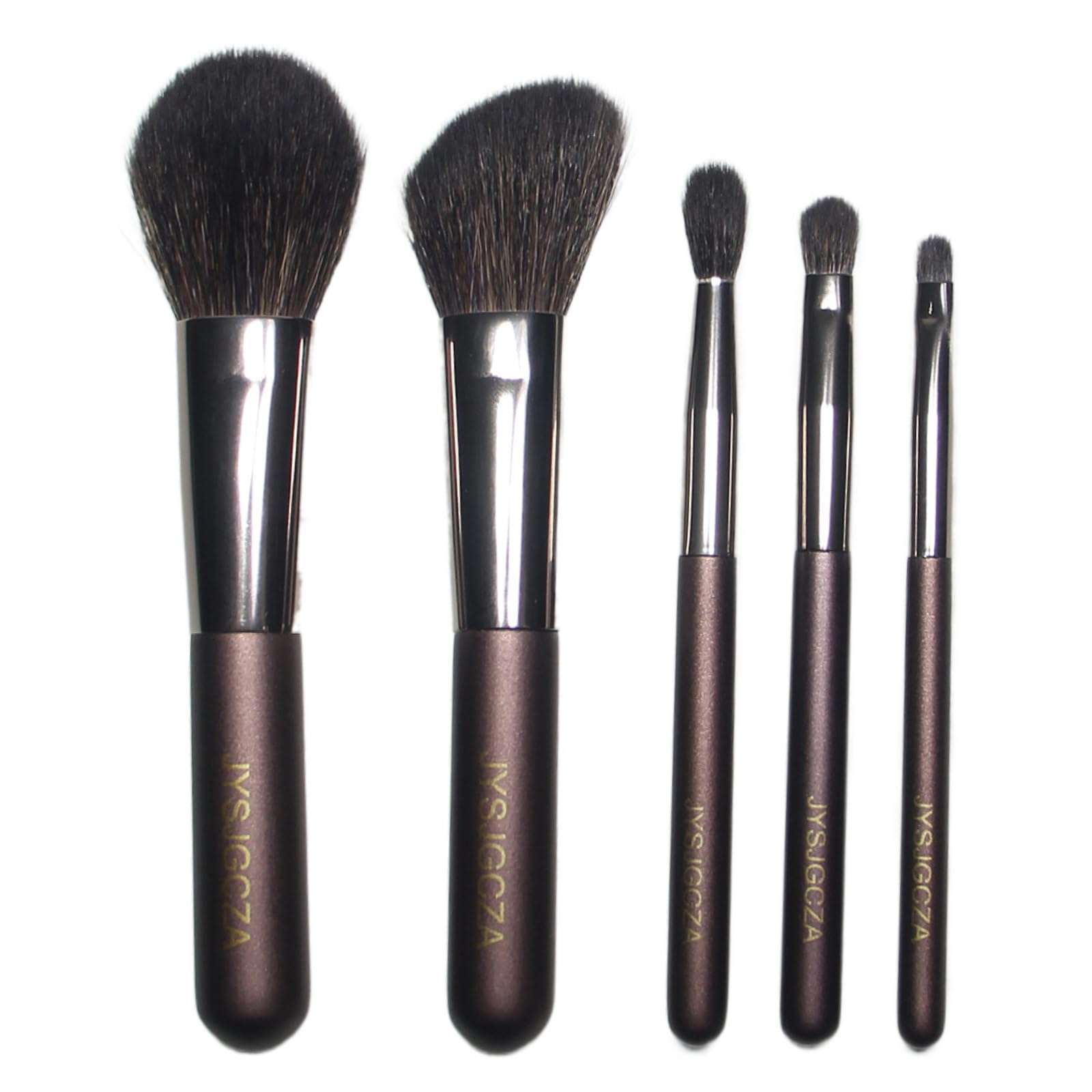 JYSJGCZA Professional makeup brush set 5-Piece Makeup Brush Set Foundation Brush with Travel Makeup Bag(Coffee color)