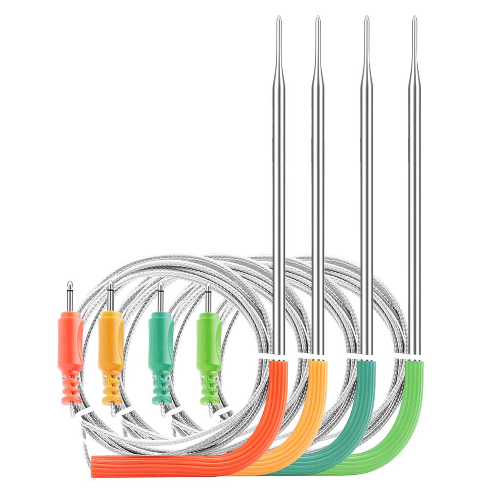 Inkbird WiFi Meat Thermometer IBBQ-4T Replacement Colored Probe 4-Pack Kit only Compatible with Meat Thermometer IBBQ-4T (Only for IBBQ-4T thermometers)