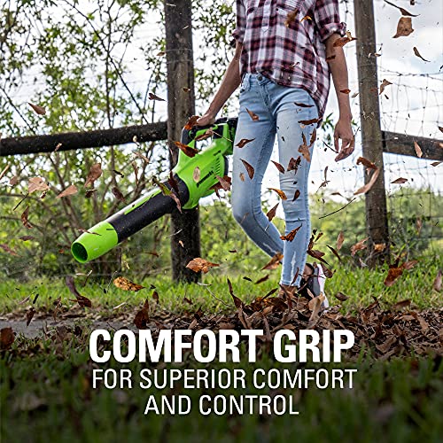 Greenworks 24V (110 MPH / 450 CFM / 125+ Compatible Tools) Cordless Brushless Axial Leaf Blower, 4.0Ah Battery and Charger Included