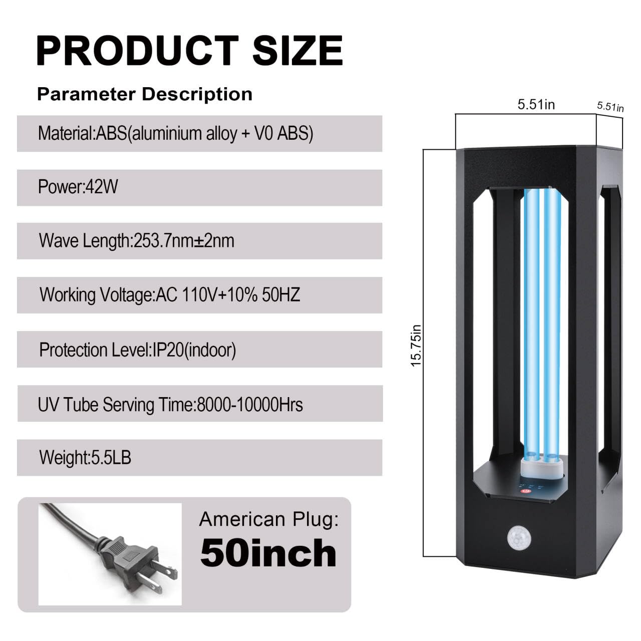 Simashts UV Light Sanitizer with Infrared Sensor and 3 Timers, 42W Excimer UVC lamp Light for Home Disinfection, Up to 300 Square FT for Germs, Virus, Mold and Dust Mites