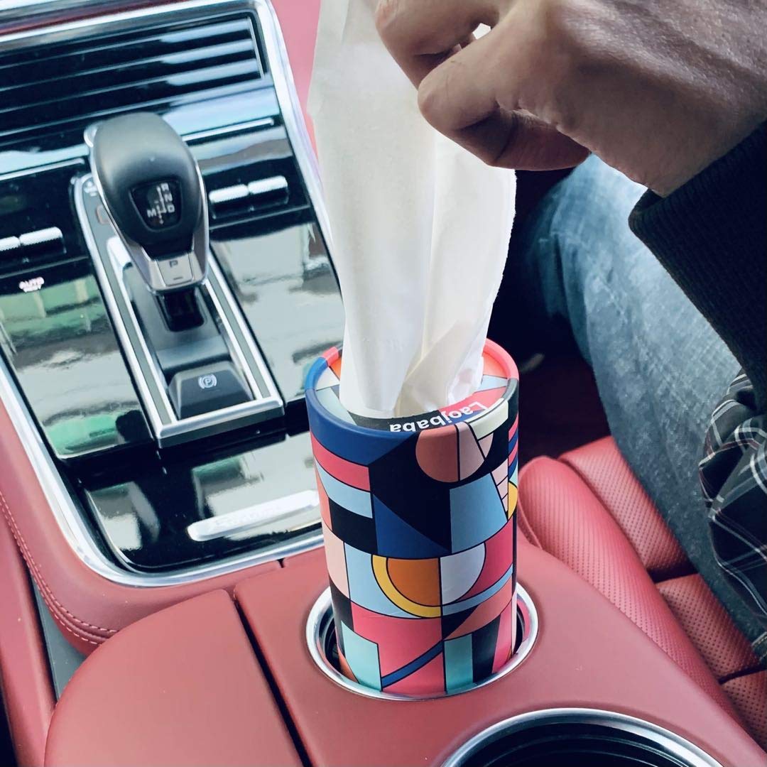 Laojbaba Car Tissues Canned Tissue Cylinder Tissue Boxes Perfect for Car Cup Holder Car Tissue Holder (4 Canisters/200 Tissues/3-Ply) Travel Tissues