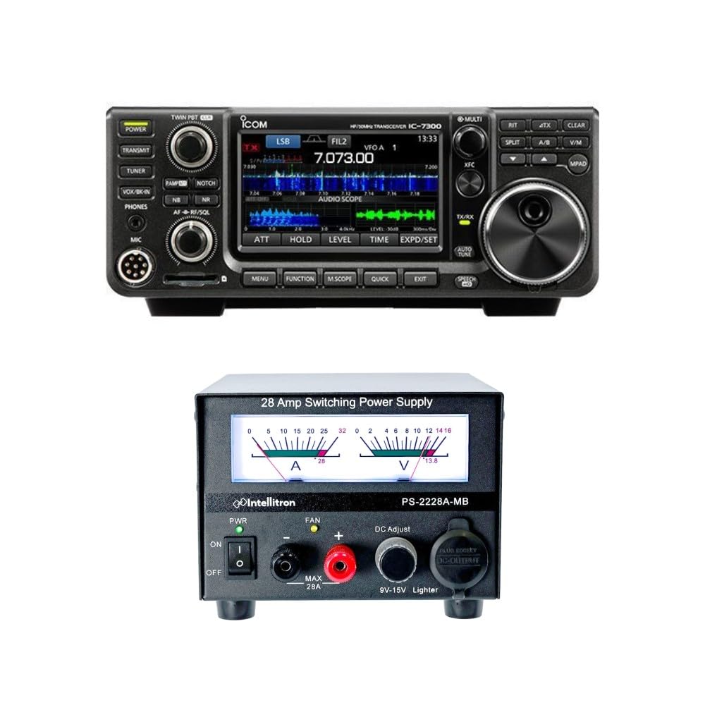 Icom IC-7300 100W HF/50MHz SDR Amateur Radio Transceiver Bundle (2 Items) with Intellitron PS-2228A-MB 28A 13.8VDC Switching Power Supply!!