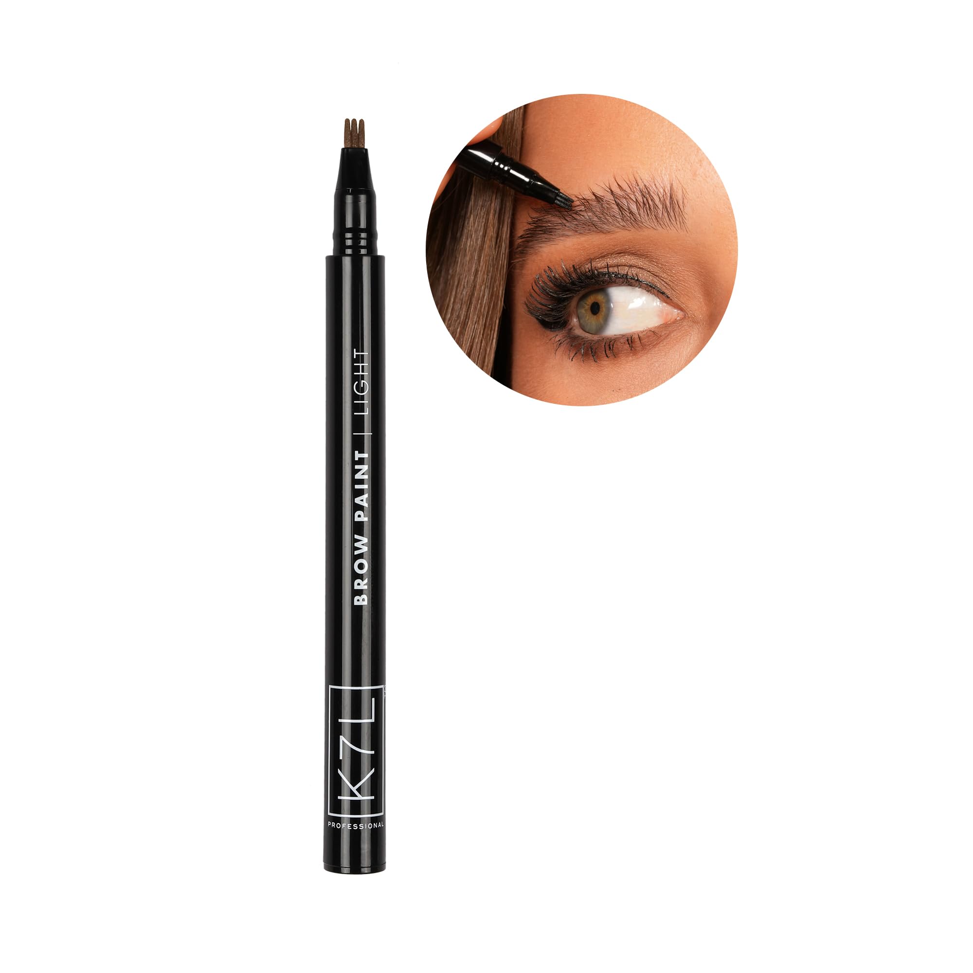 Eyebrow Pen (Vegan) For Natural Hair-like Strokes With Microblade 3-Prong Tip - Smudge-proof & Long-Lasting - Light