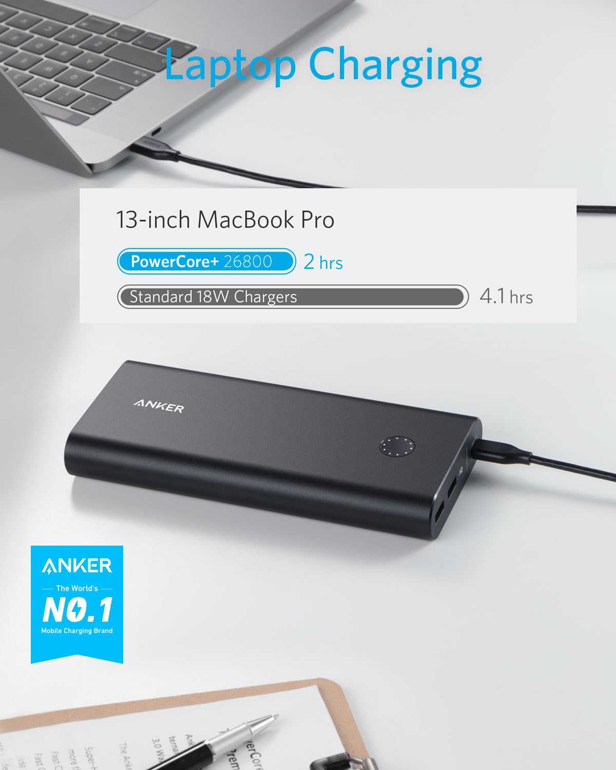 Anker PowerCore+ 26800mAh PD 45W with 60W PD Charger, Power Delivery Portable Charger Bundle for USB C MacBook Air/Pro/Dell XPS, iPad Pro, iPhone 14/13/12 Series, and More