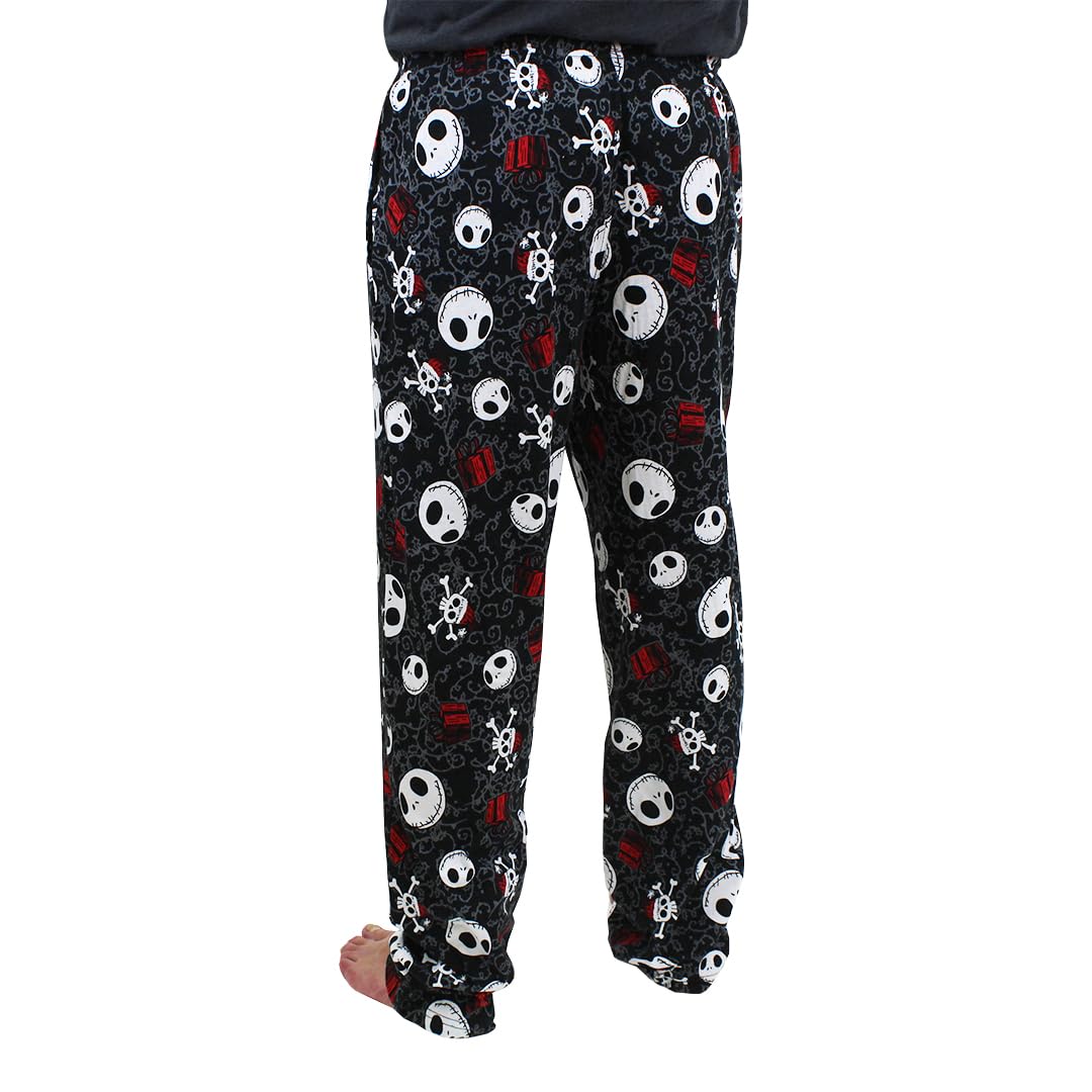 Disney Nightmare Before Christmas Jack Skellington Mens Holiday Lounge Pajama Pant (Medium, Black)