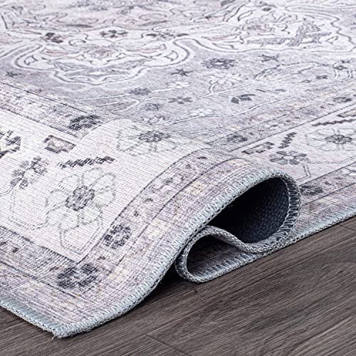 Rugshop Transitional Medallion Stain Resistant Flat Weave Eco Friendly Premium Recycled Machine Washable Area Rug 2'1"x3' Gray