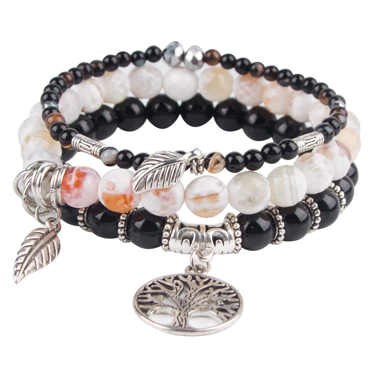 Jardme Tree of Life Beaded Bracelets Natural Gemstone Healing Crystal Bracelets for Women, Yoga Stretch Chakra Bracelets, Birthday Gifts for Women