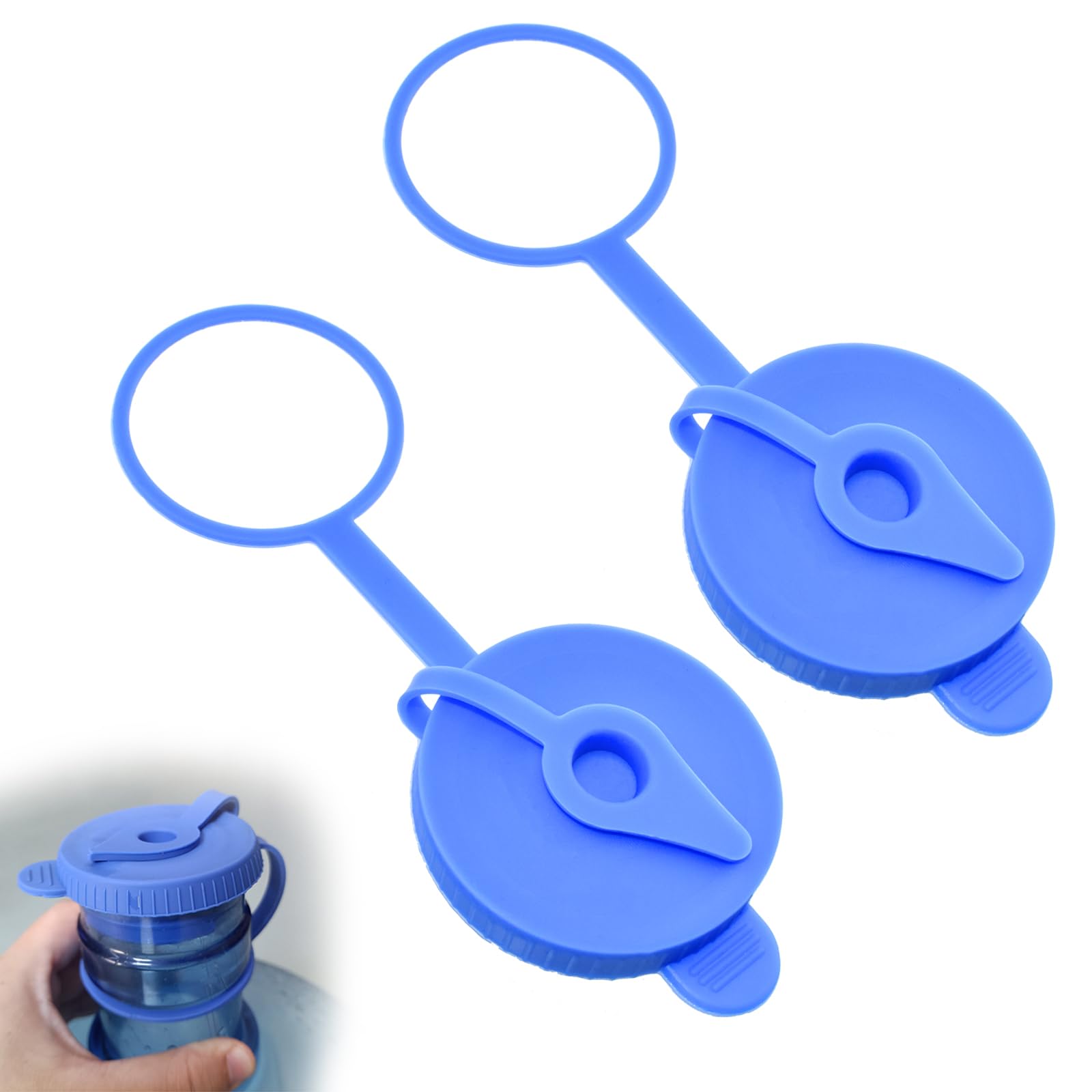 3 & 5 Gallon Jug Lids Food Grade Silicone Replacement Lids, Double Protection, HONSNKS Fits 55mm Standard Jugs, Buckets and Water Dispensers, 2 PCS