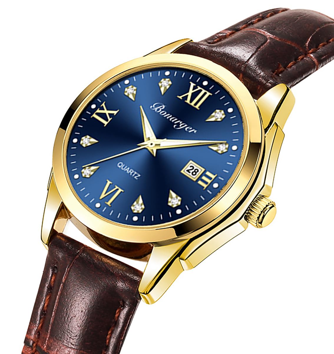 BESTKANG Vintage Women Watches Roman Numerals Dress Watch Waterproof Watches Leather Watch for Women Quartz Wrist Watch (Blue)