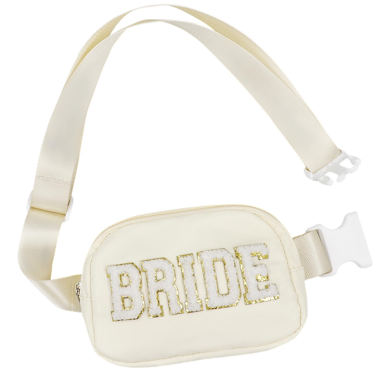 Lamyba Bachelorette Gifts for Bride Fanny Pack, Bride to be Gifts for Bridal Shower Party Wedding day, Belt Bag for Bride with Adjustable Strap, Waterproof Crossbody Waist Bag, Beige