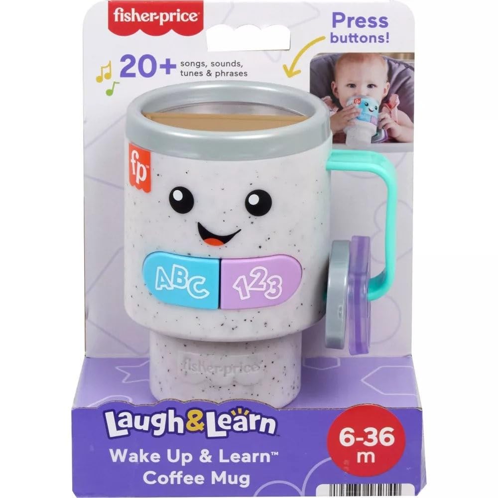 Fisher-Price Baby & Toddler Toy Laugh & Learn Wake Up & Learn Coffee Mug with Lights Music & Learning for Infants Ages 6+ Months