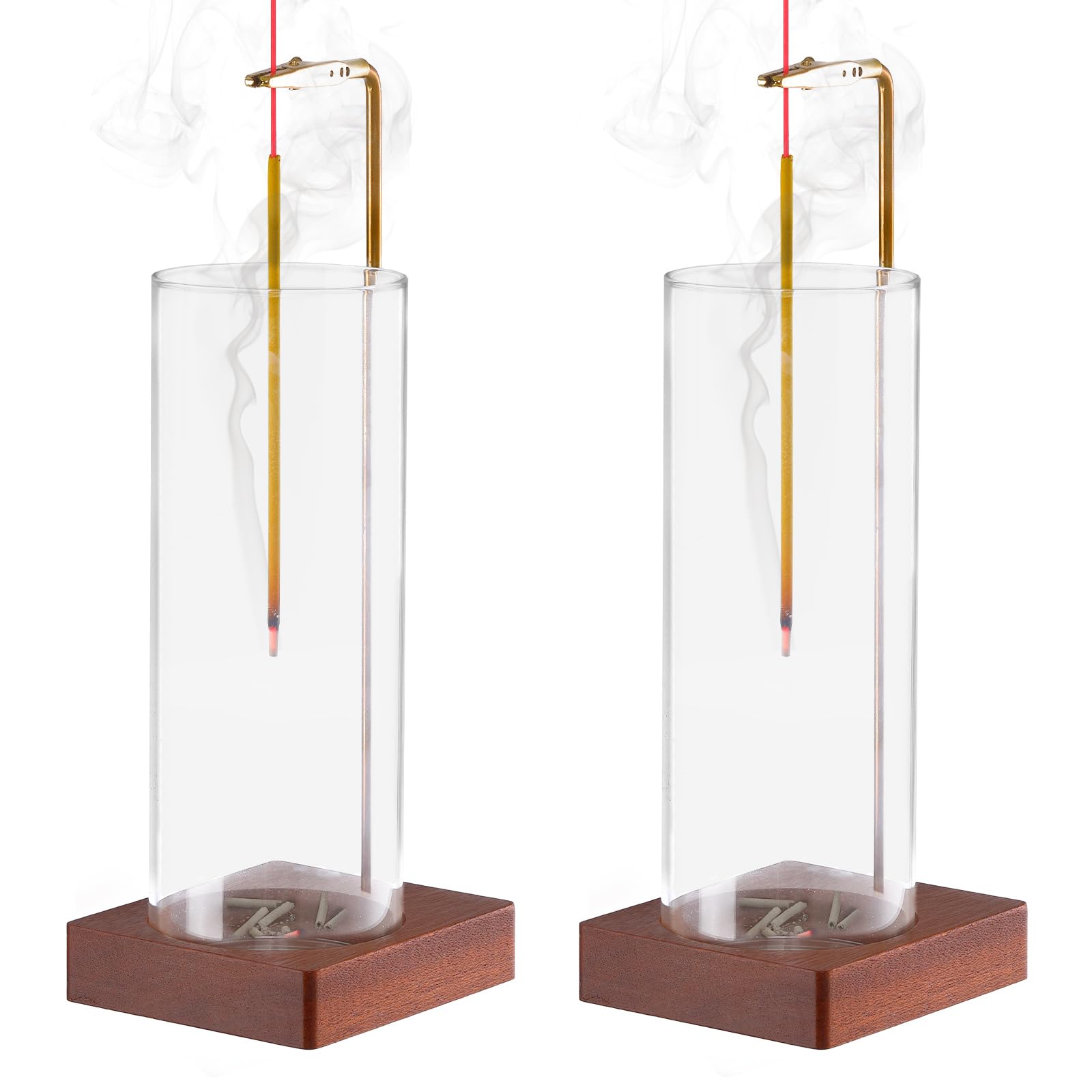 2 Pack Durmmur Incense Holder for Sticks, Insence-Stick Holder Ash Catcher with Removable Glass [Anti-Ash Flying],Mess-Free Incense Burner Holder,Perfect for Meditation Yoga Relaxation,Home Decor