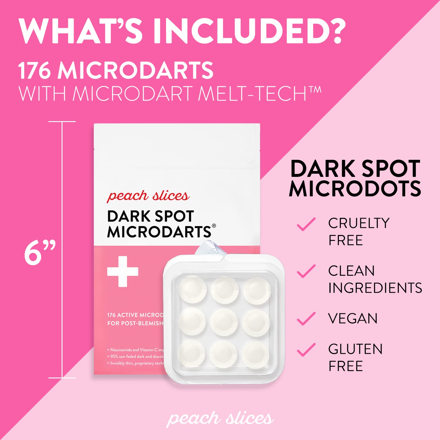 Peach Slices Dark Spot MicroDarts | For Dark Spots, Post-Blemish Redness | Self-Dissolving | Niacinamide, Vitamin C, Hyaluronic Acid, and Cica | Vegan | Cruelty Free | 9 Patches