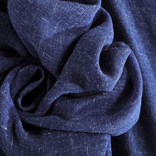 HPD Half Price Drapes Linen Sheer Curtains 84 Inches Long Linen curtain for Bedroom & Living Room (1 Panel), 50W x 84L, Blue Lapis