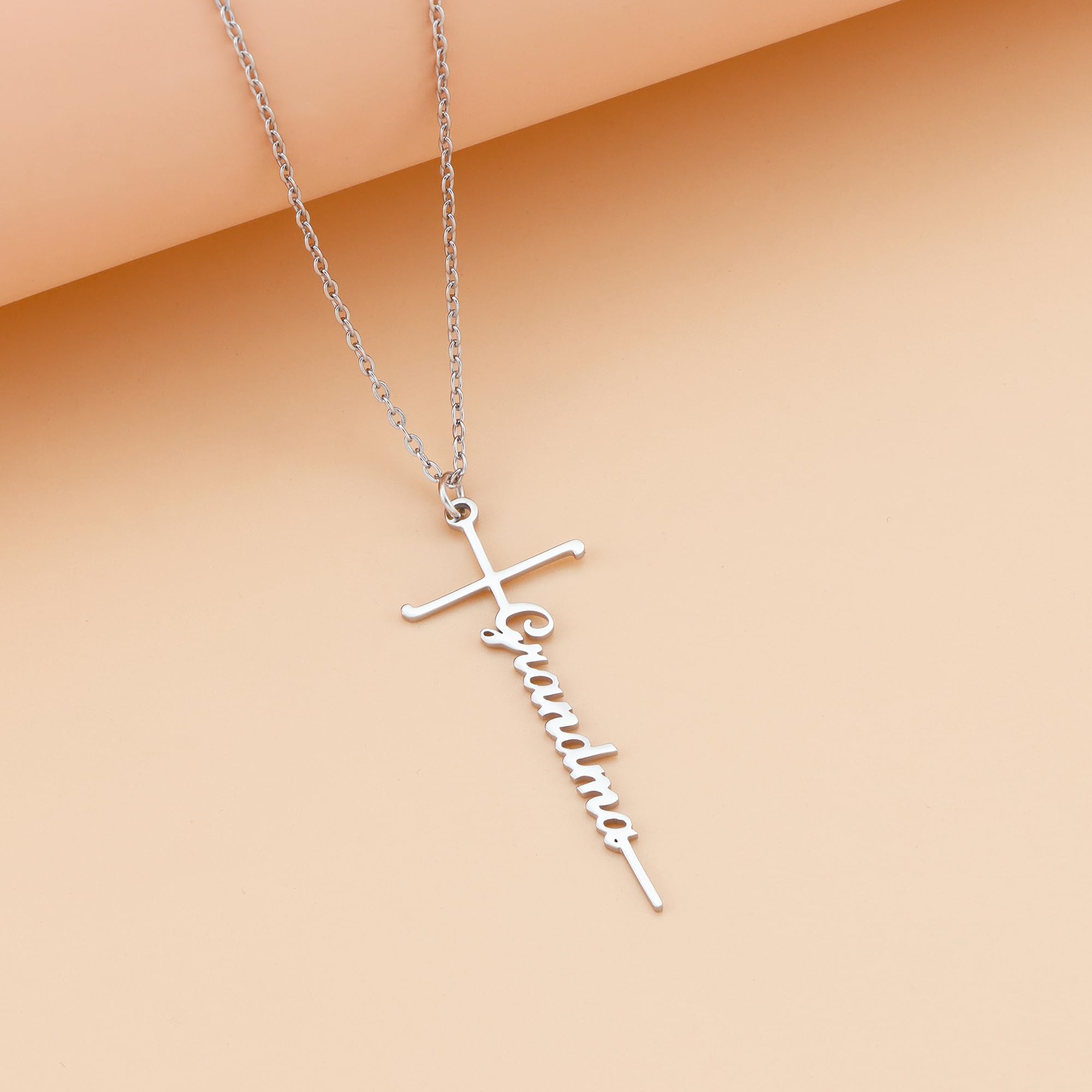 Lcherry Grandma Gifts for Women Grandma Cross Pendants Necklace Grandma Birthday Gifts Mother's Day Gifts for Women