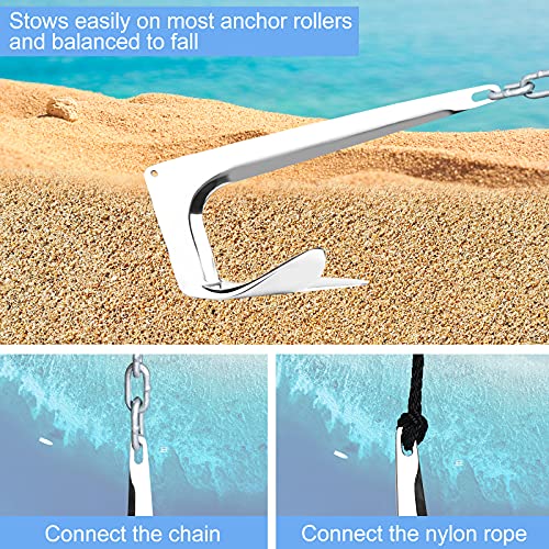 ISURE MARINE Stainless Steel Bruce Style Claw Force Boat Anchor 11lbs (5kg) Heavy Duty Marine Grade Polished