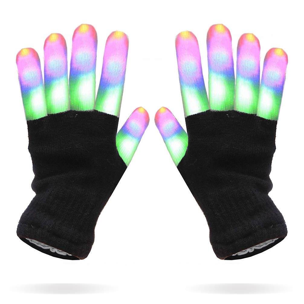 Luwint LED Colorful Flashing Finger Lighting Gloves, Glow Rave Cool Toys for Adult Teens