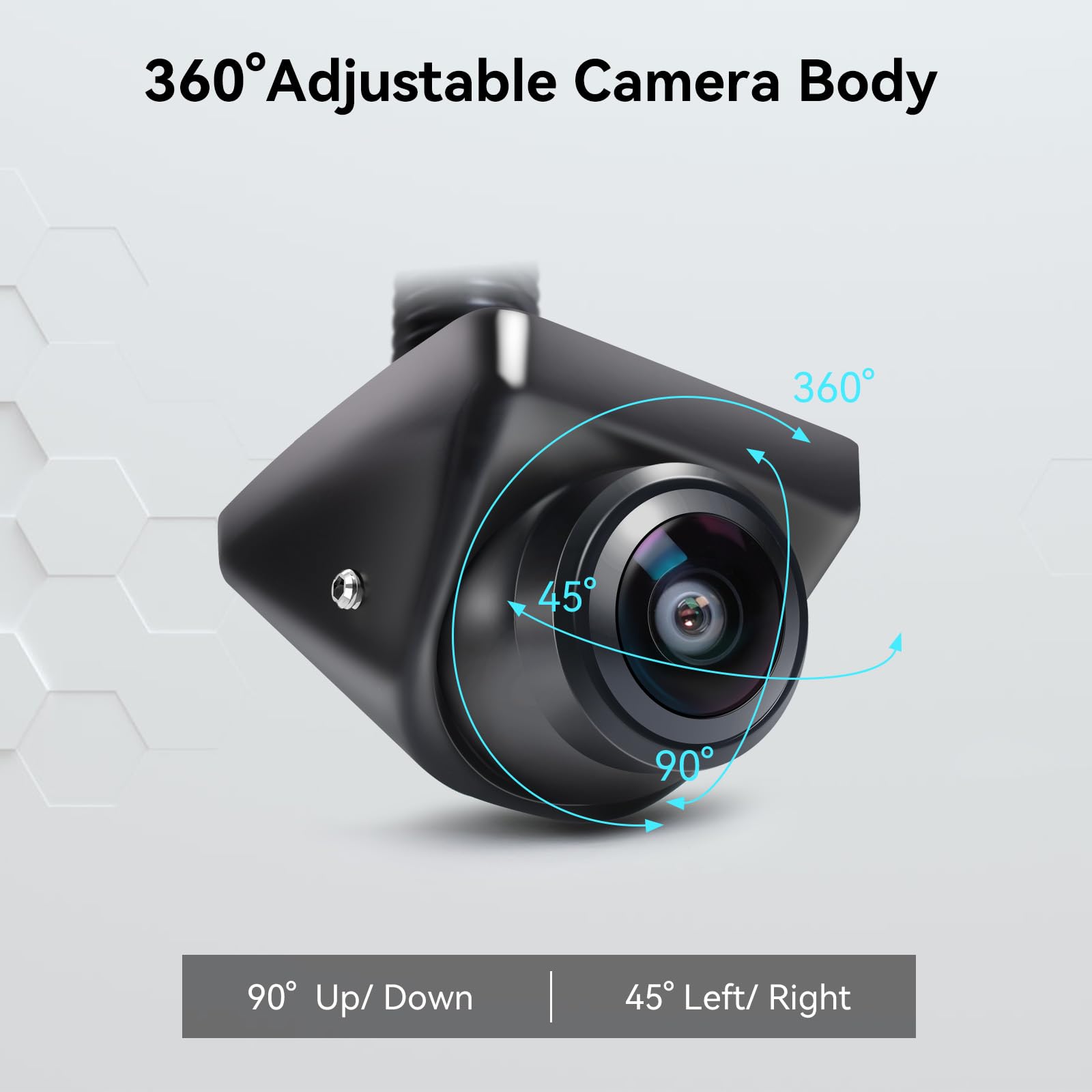 eRapta HD Backup Camera 360°Rotatable Metal Rear Front Side Reverse Camera Universal for Pickup Truck Car SUV 149°Perfect Angle Night Vision IP69K Level Waterproof ADXT