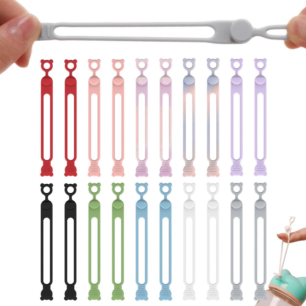 20 PCS Data Cable Organizer Reusable Silicone Organizer, 2026 Multipurpose Cable Ties Organizer, Elastic Cord Organizer for Bundling and Fastening Cable Travel Essentials (20pcs)