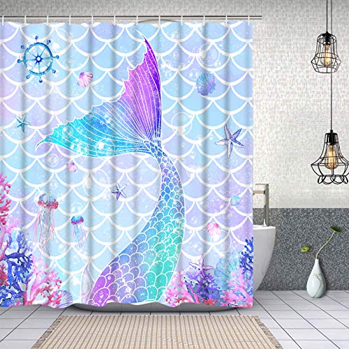 4 Pcs Flower Butterfly Shower Curtain Set with Non-Slip Rug, Toilet Lid Cover and Mat, Colorful Floral Shower Curtain with 12 Hooks, Waterproof Fabric Bath Curtain for Bathroom, Blue