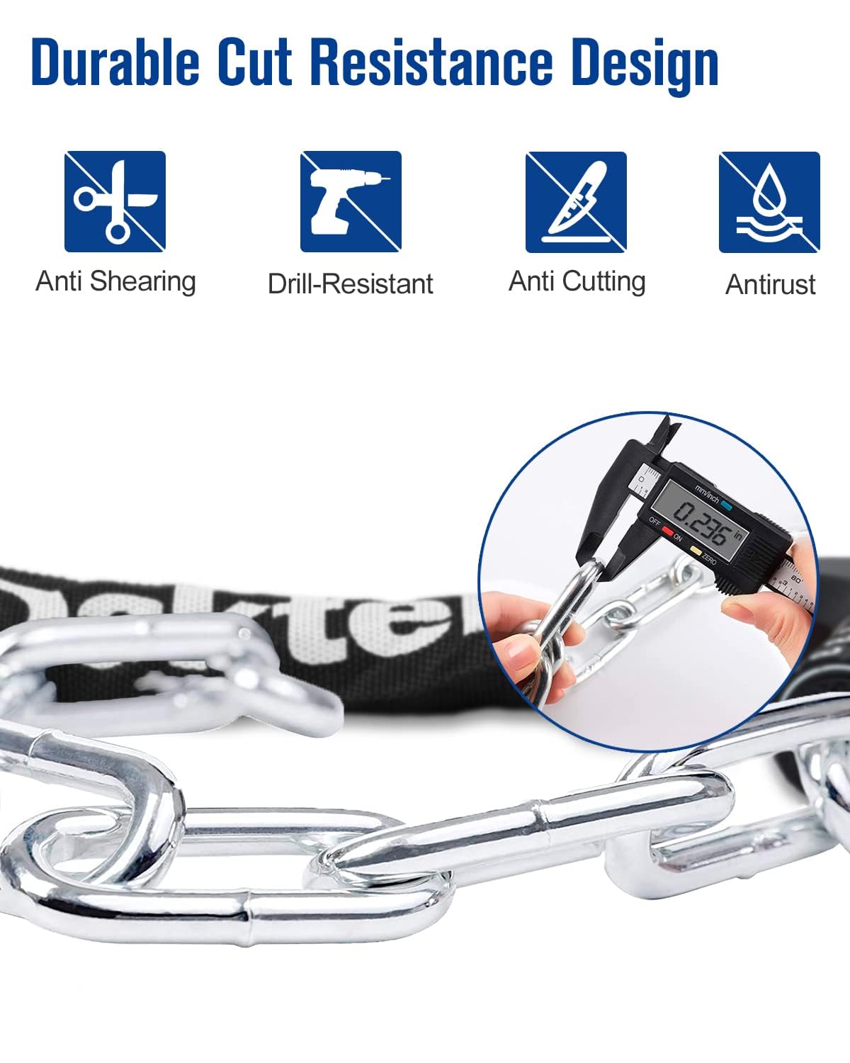 NDakter Bike Lock, Bike Chain Lock with 2 Ways to Unlock, 4 Digit Combination Heavy Duty Anti-Theft Bicycle Lock with 2 Keys, 4.28Ft High Security Scooter Locks for Ebike, Electric, Motorcycle, Door
