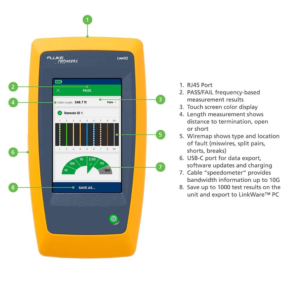 Fluke Networks LIQ-KIT LinkIQ Cable + Network Tester Kit, Black