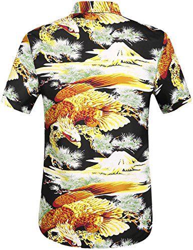 Hawaiian Shirt for Men, Flamingo Shirt, Tropical Shirts for Men Summer Short Sleeve Button Down (Small, Green)