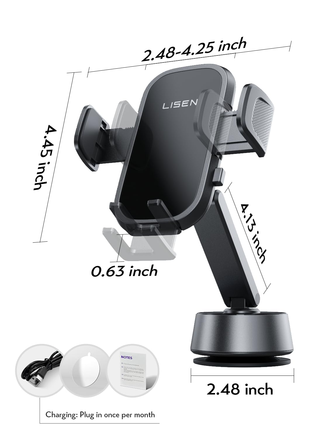 LISEN Electric Retractable Car Phone Mount, iPhone Vacuum Electric Suction Cup Phone Mount, Suction Cup Magnetic Phone Holder, only for Mirror, for iPhone 17 Pro Max Plus 16 15 ~ X, Samsung Galaxy S25