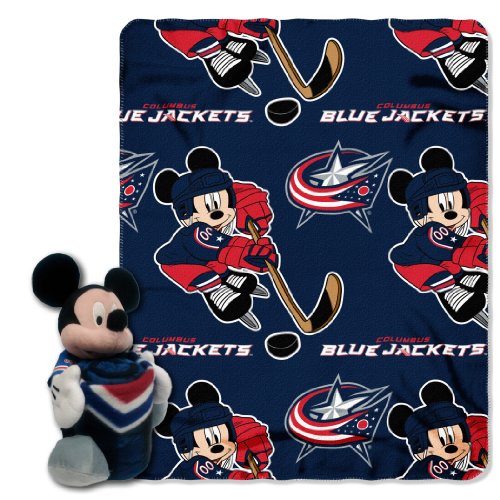 Northwest NHL Columbus Blue Jackets Character Hugger Pillow & Fleece Throw Blanket Set, 40" x 50", Mickey Mouse