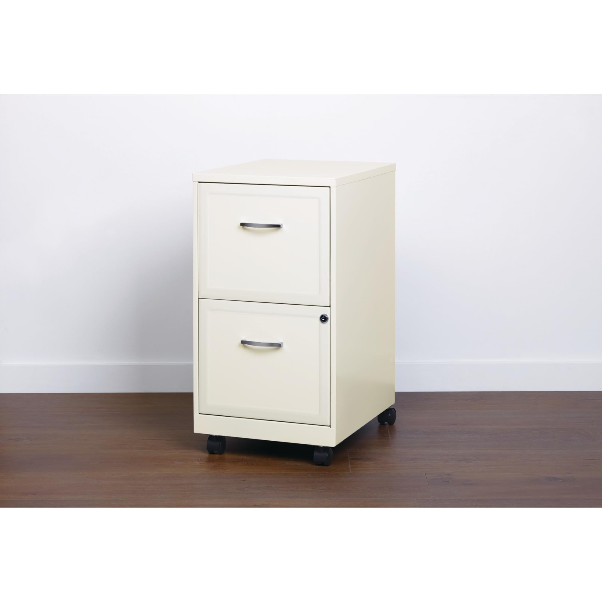 Realspace 18"D SOHO Vertical Letter-Size Mobile File Cabinet, 2 Drawers, Pearl White
