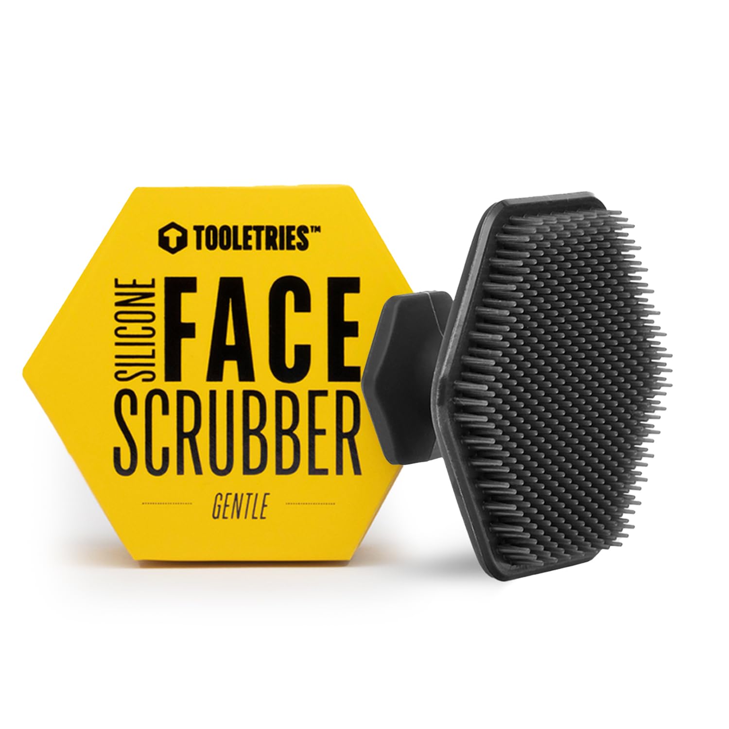 Tooletries - Men's Face Scrubber - Premium Silicone Facial Cleansing Brush, Gentle Exfoliator Pad & Soft-Touch Massager - Removes Dead & Dry Skin - Long Lasting Shower Accessories - Charcoal