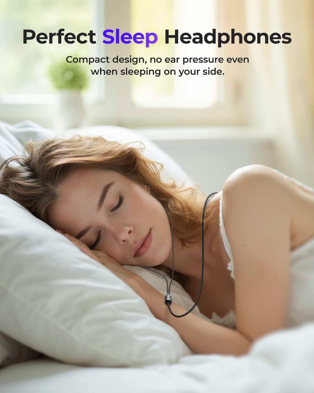 wegear USB C Headphones, in-Ear Sleeping Earbuds Ultra-Light Soft Silicone Tangle Free, Type-C Earphones with Mic & Button Controls for Sleeping on Side, Travel, Meditation & Relaxation