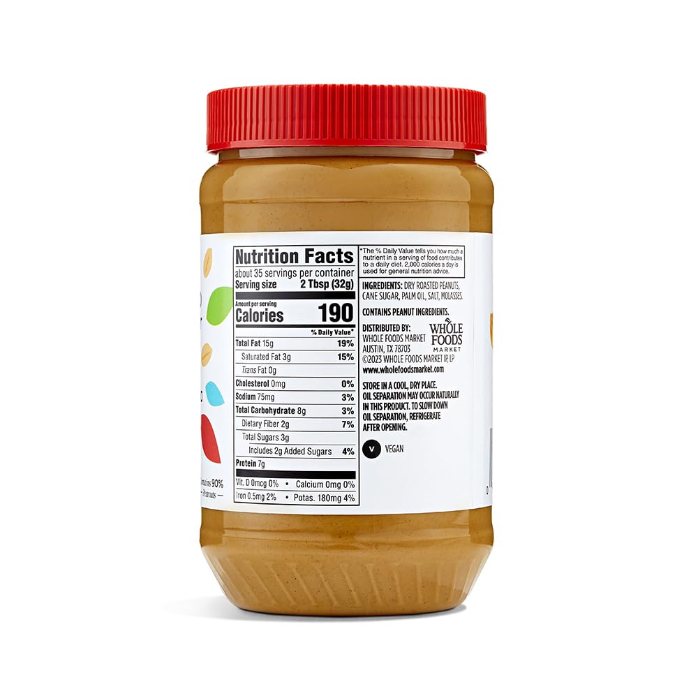 365 By Whole Foods Market, Peanut Butter Creamy No Stir, 40 Ounce