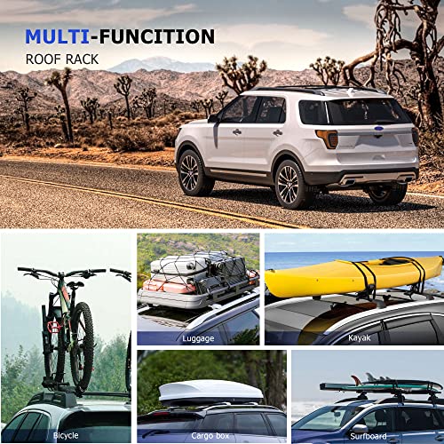 FLYCLE Roof Rack Crossbars Compatible with 2016-2019 Explorer, Car Cargo Roof Racks Cross Bars Rooftop Luggage Kayaks Bicycles Snowboard Canoe Carrier Cargo Bag