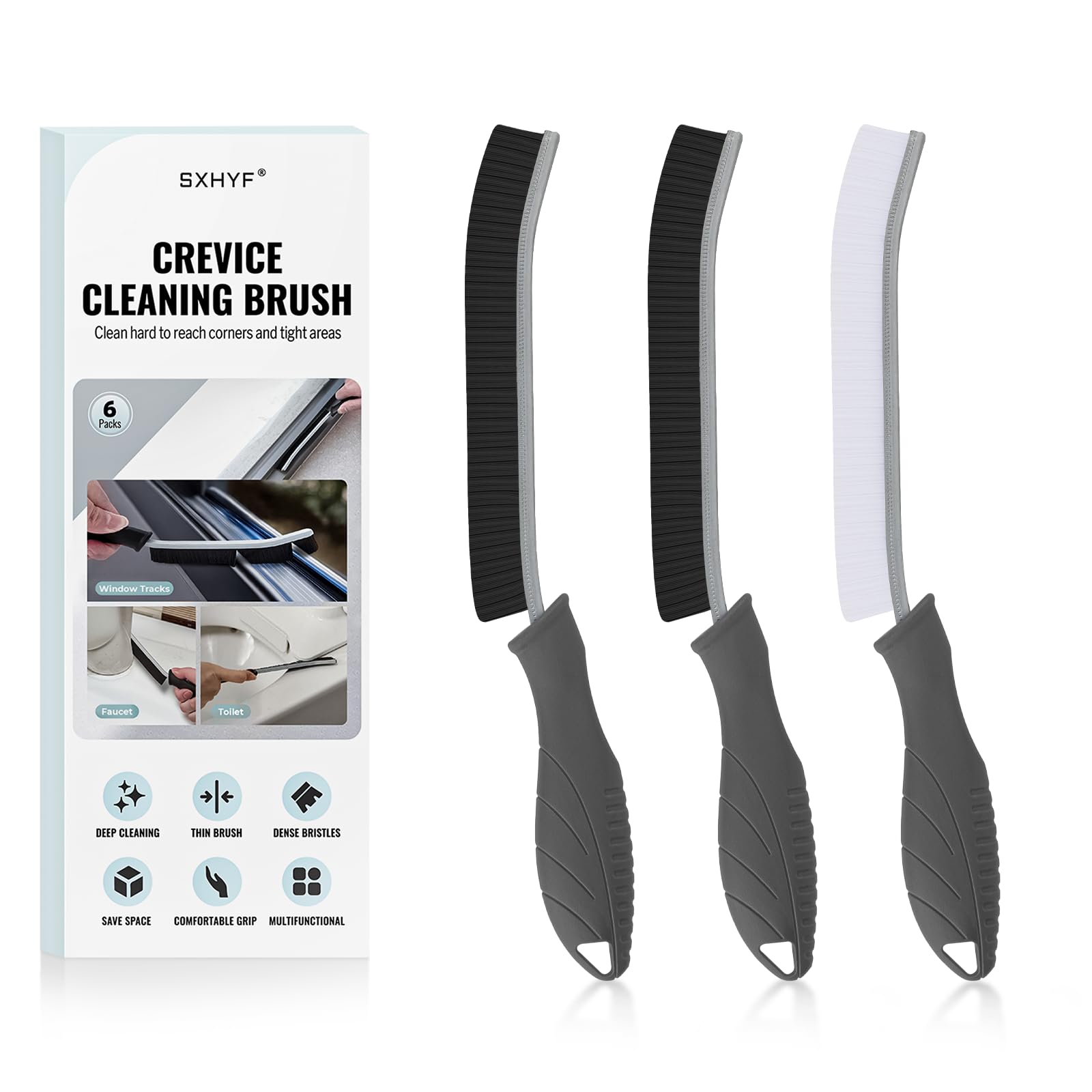 SXhyf Cleaning Brush - Hard Bristle Crevice Cleaning Brush, Multifunctional Gap Scrub Brush, Home Essentials, Bathroom Cleaner Tools for Household Use, Kitchen, Window, Faucets, Toilet, Grout, Car