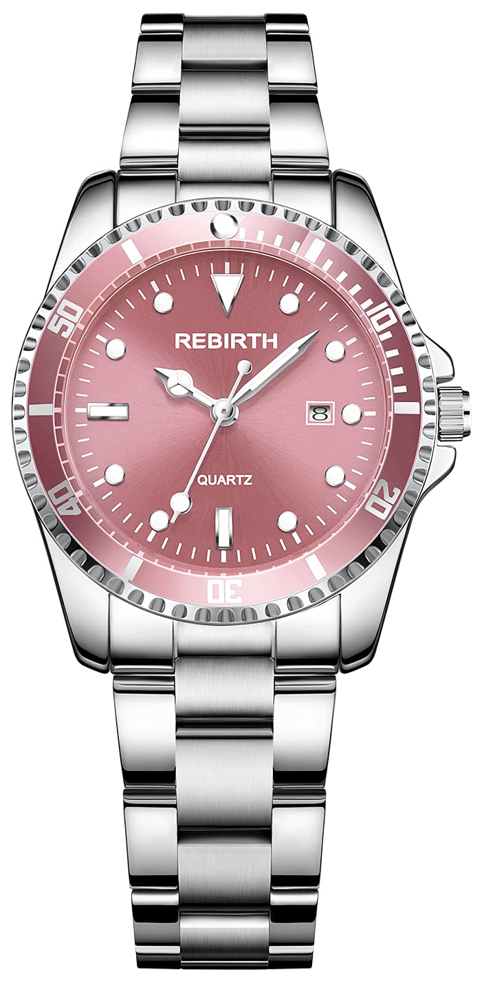 BESTKANG Womens Stainless Steel Analog Silver Watch for Women Waterproof Date Luminous