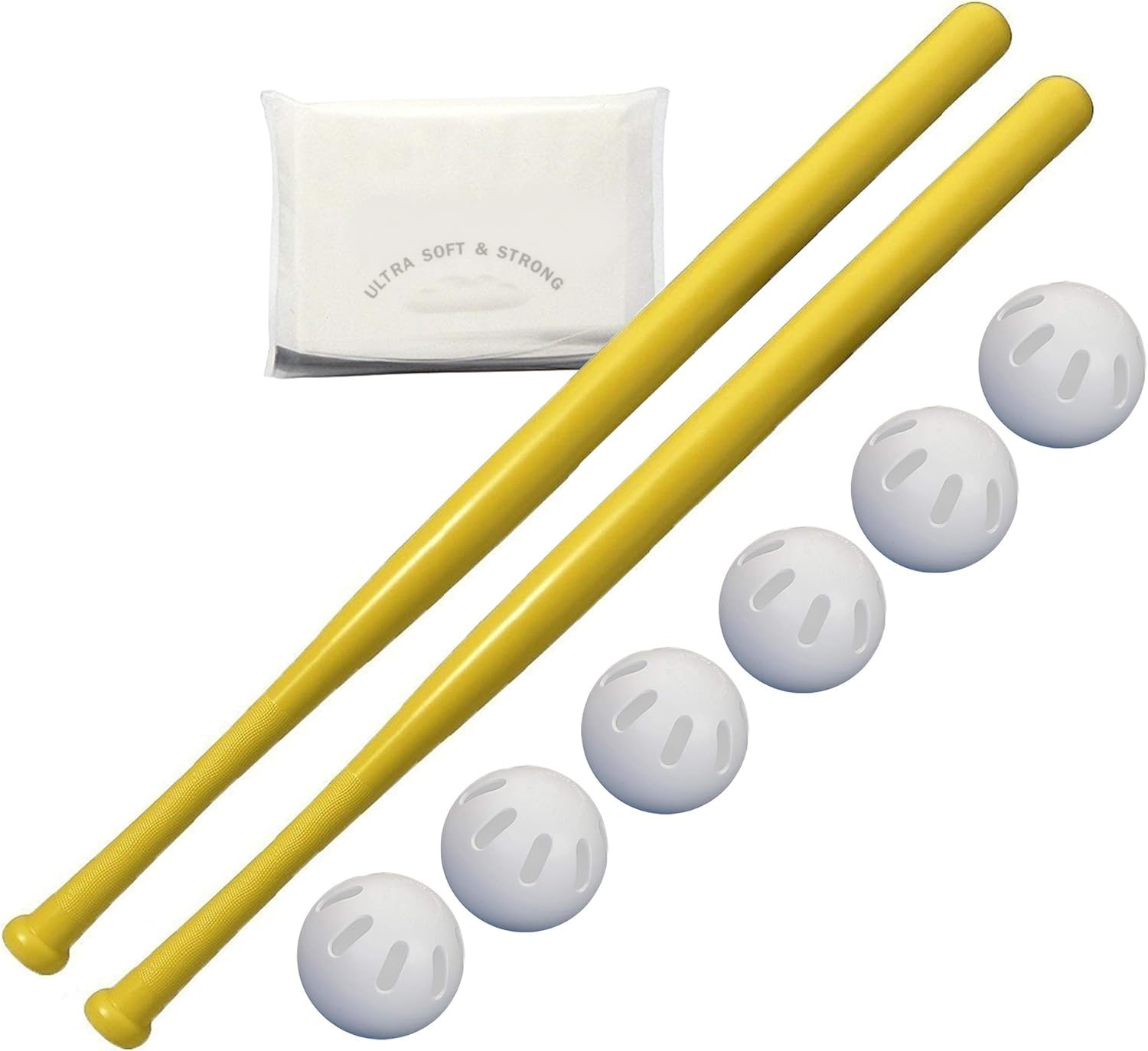 WIFFLE Ball 6 Baseballs Official Size 6 Pack Ball 32" Bats 2 Pack Set