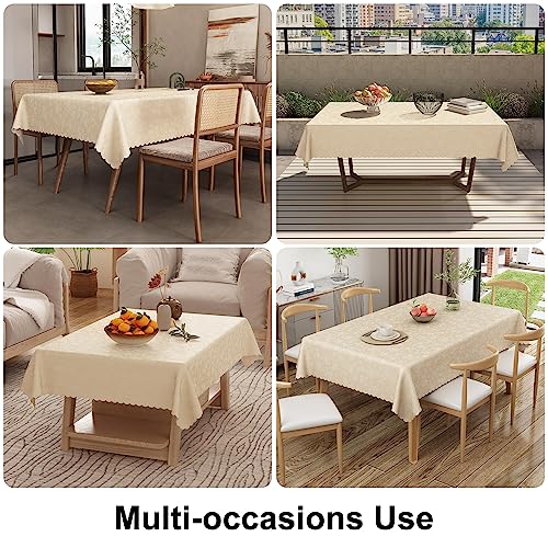 Smiry Square Table Cloth, Waterproof Heavy Duty Vinyl Tablecloths, Wipeable Washable Table Cover for Kitchen and Dining Room (Beige, 54" X 54")