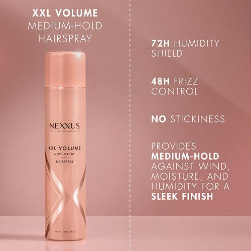 Nexxus Medium-Hold Hairspray XXL Volume for Sky-High Volume & 48H Frizz Control, with StyleProtect Technology 10 oz