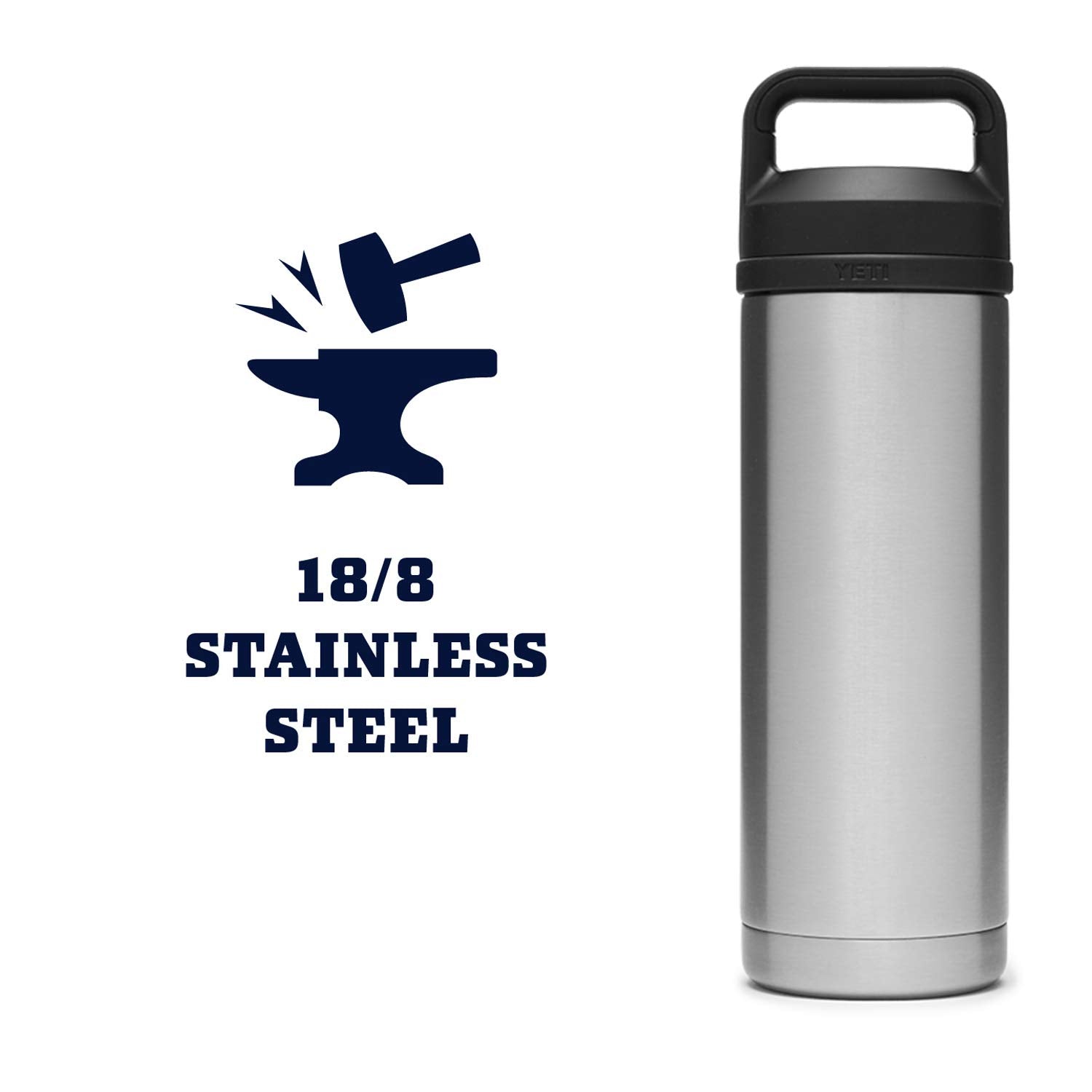 YETI Rambler 18 oz Bottle, Vacuum Insulated, Stainless Steel with Chug Cap, Stainless