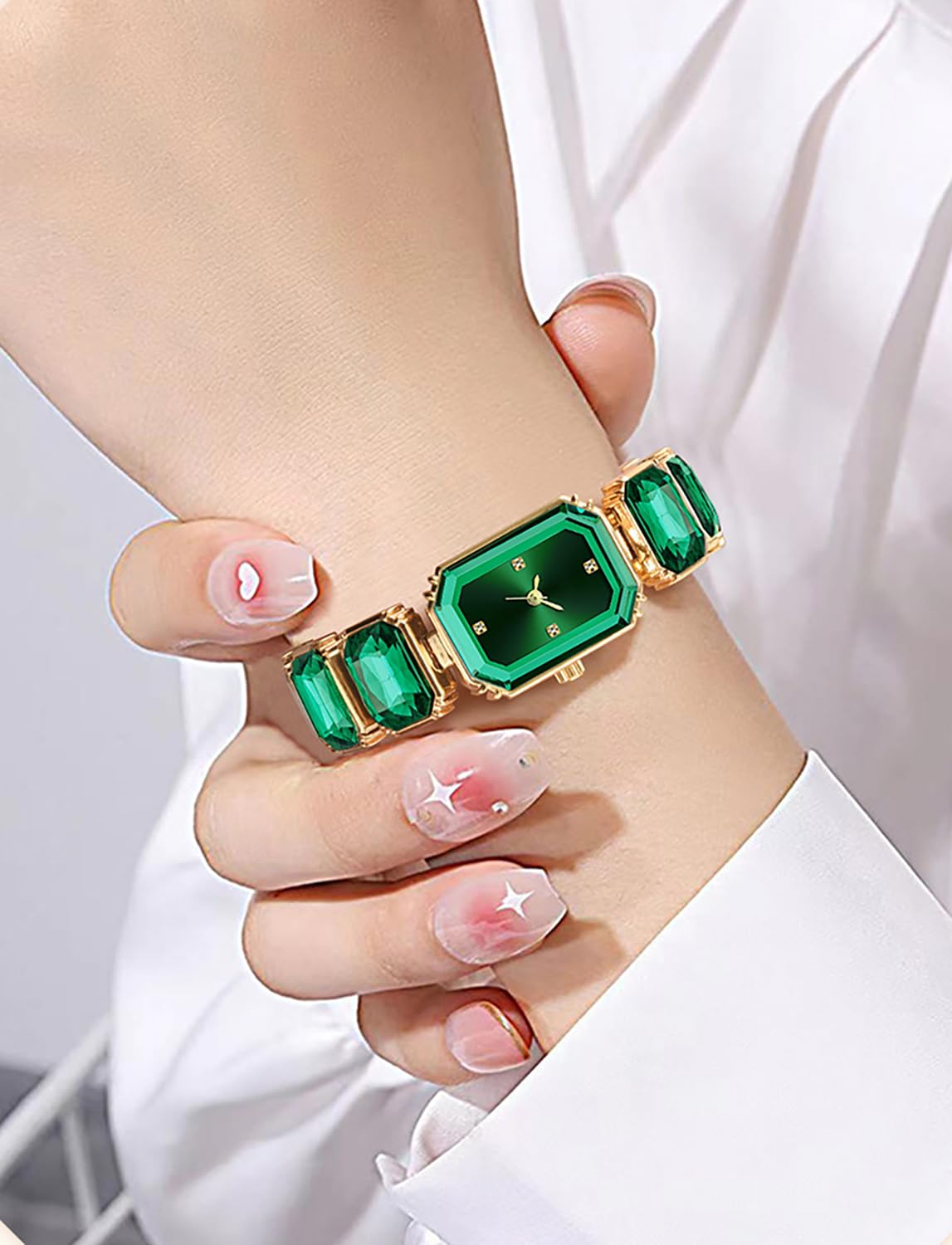 BESTKANG Luxury Crystal Bangle Watch Ladies' Fashion Waterproof Watch (Green)
