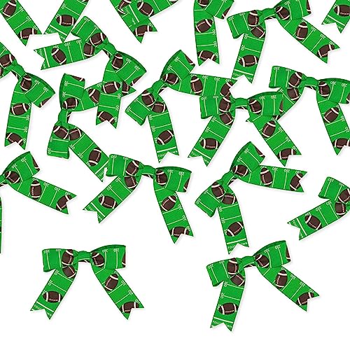 Meseey 30 Pcs Football Printed Ribbon Bows 3 Inch Twist Tie Crafts Small Bows for Gift Wrapping, Baby Shower,Wedding, Party Favors, Cake Pops,Treat Bags (Football)