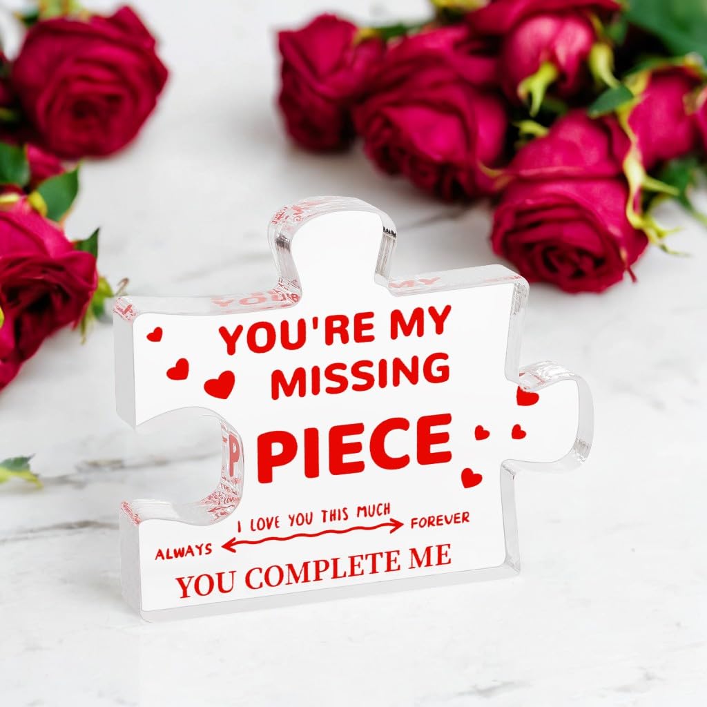 Gifts for Her Him - Wedding Gifts for Couples, Gifts for Wife Husband, I Love You Gifts for Women Men, Romantic Valentine's Day Gifts, You are My Missing Piece Acrylic Puzzle Plaque