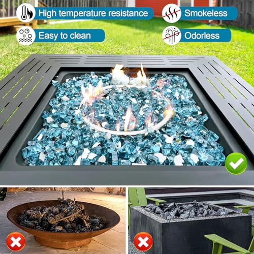 GasSaf 1/4 Inch Fire Glass Reflective Tempered Fireglass Cut Crushed FireGlass for Fire Pit, Fireplace, Replaces Existing Gas Logs & Lava Rocks (20 Pound)(Champagne Reflective)