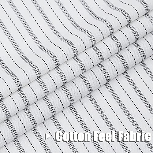 SXZJTEX Striped Cafe Kitchen Curtain Tiers Rustic Sheer Pinstripe Small Window Drapes Rod Pocket for Bathroom & Kitchen, Patio, Laudry 27 x 24, White/Black