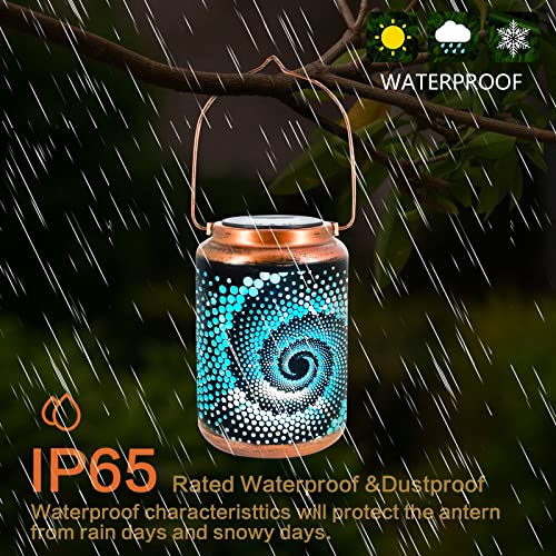 2 Pack Solar Lanterns Outdoor Hanging Lantern Lights, Dragonfly Hollowed-Out Metal Decor Lantern, Waterproof LED Decorative Garden Light - Delicate Garden Decoration for Patio, Yard