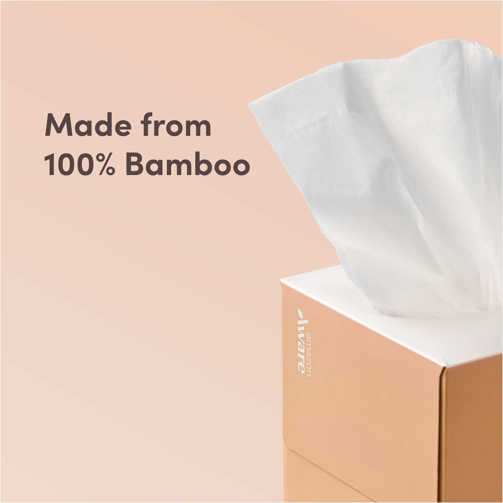 Amazon Aware Bamboo Facial Tissue Cube Boxes, 3-Ply, 12 Pack, 60 Sheets Per Box, 720 Per Pack