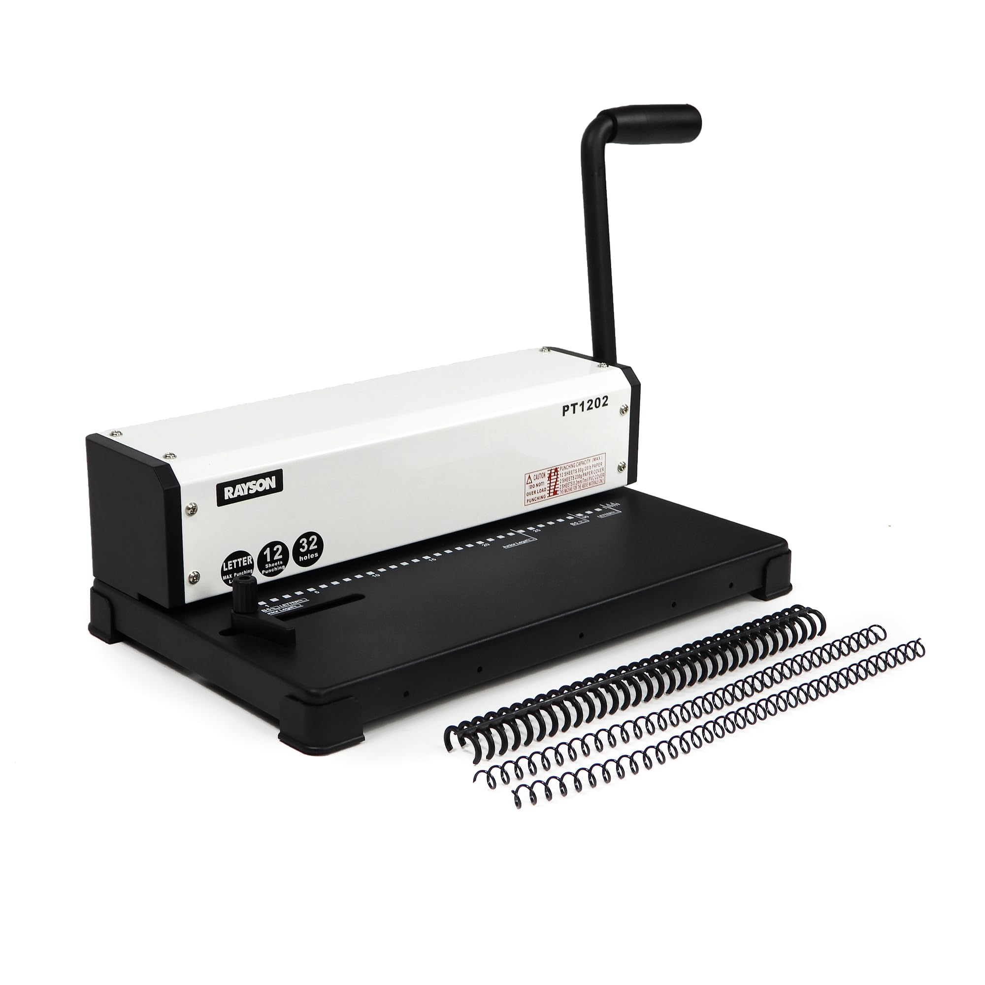 Rayson PT1202 Binding Machine, 3:1 Pitch, 32-Holes, Punch 12 Sheets with Sturdy Metal Construction