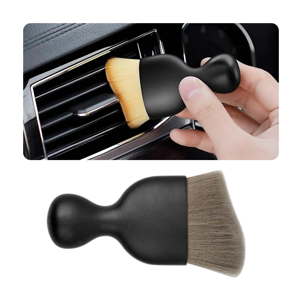 Blilo Car Interior Detailing Brush, Auto Soft Hair Cleaning Brushes, Scratch Free Curved Dirt Dust Collectors, Removal Tool for Vehicle Dashboard Air Conditioner Vents Leather (Grey/1PCS)