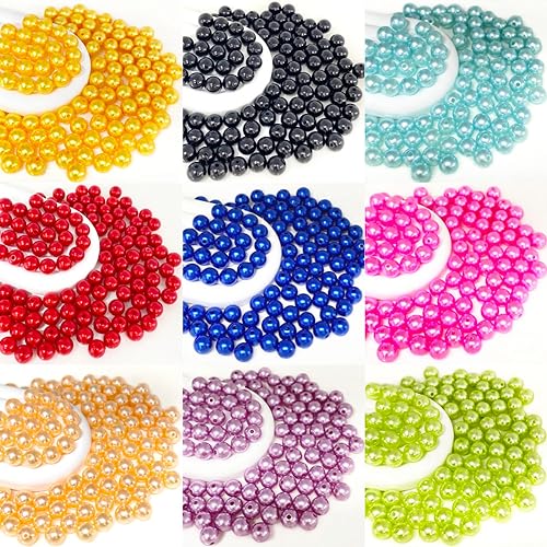 Tingoons 700pcs 6mm Pearl Beads with Hole Round Loose Luste Craft Beads for Home Decoration Vase Fillers DIY Craft Making Jewelry Making Bracelet Necklace Earrings(Purple)